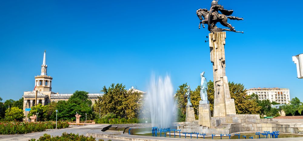 Bild für Manas-Reiterdenkmal in Bischkek, Kirgistan.