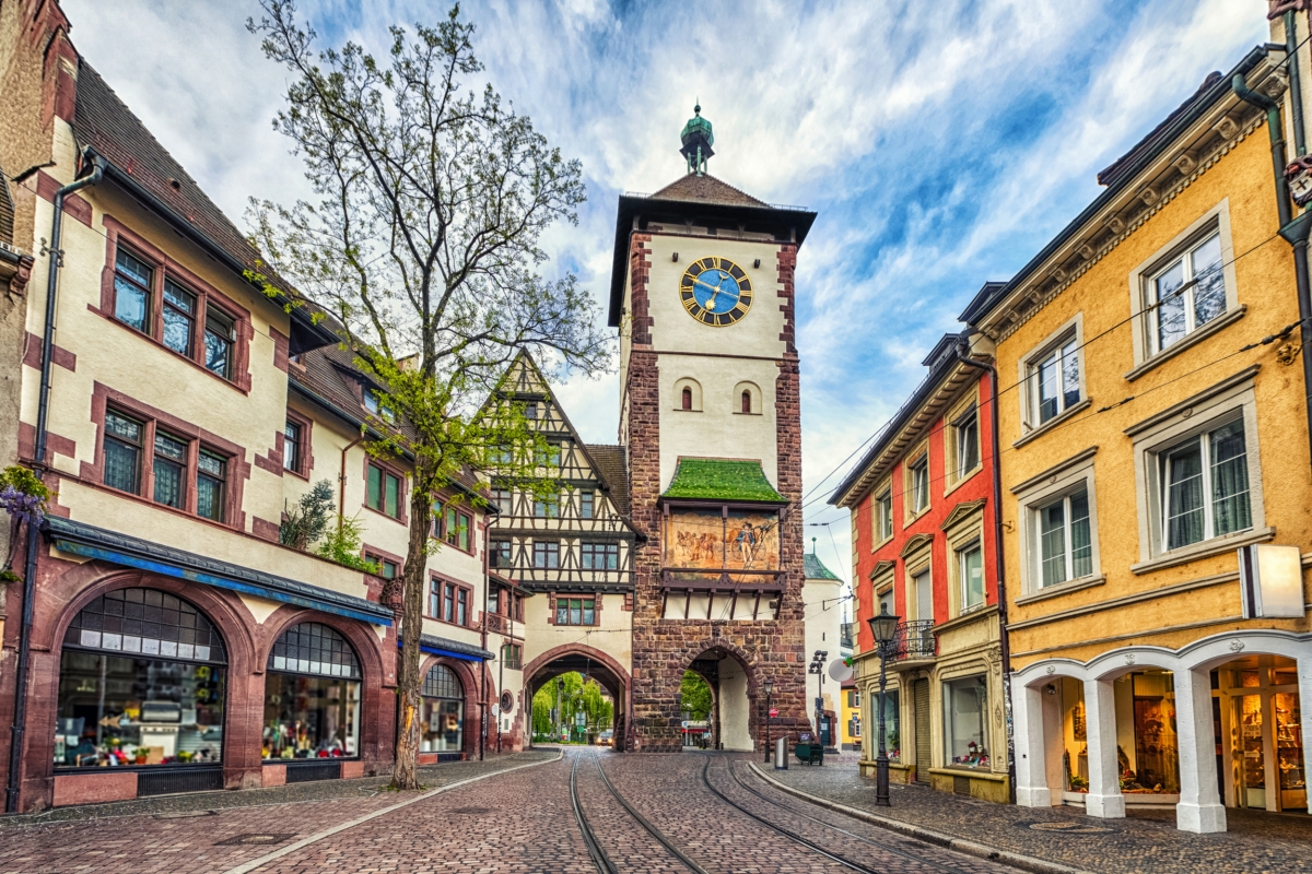 Das historisches Stadttor Schwabentor in Freiburg im Breisgau